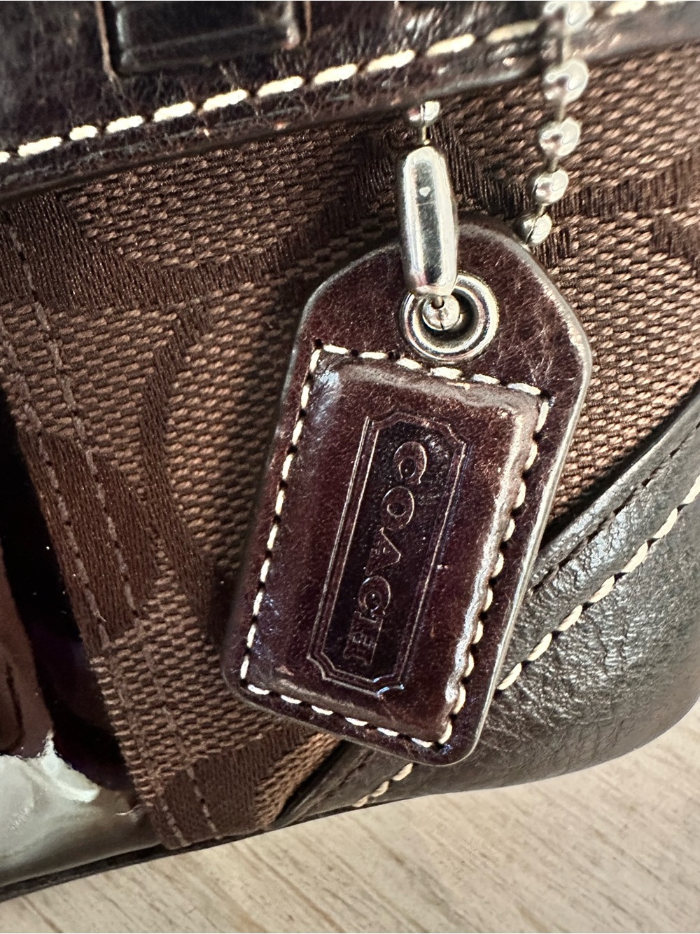 Coach Brown Signature Wristlet with Snakeskin Stripe - Picture 3 of 5